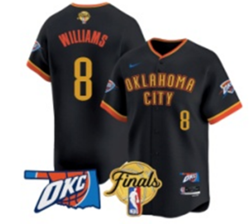 Men 2025 Oklahoma City Thunder #8 Williams black NBA Jersey style 3